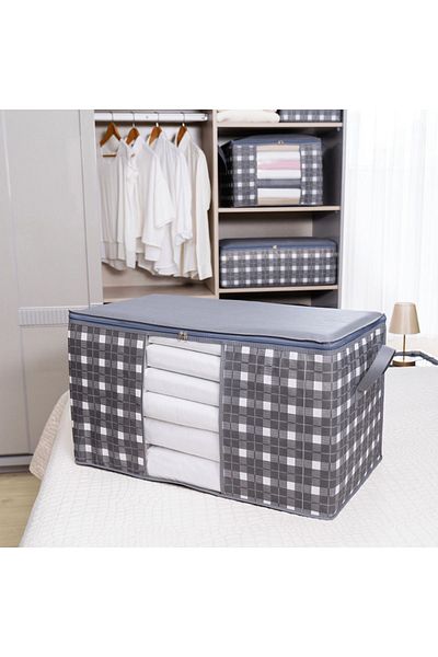 AYHANHOME 75x40x40 εκ. Σετ απορριμμάτων οργάνωσης παπλώματος μαξιλαριού με καρό σχέδιο μεγάλου μεγέθους - 4 τεμάχια