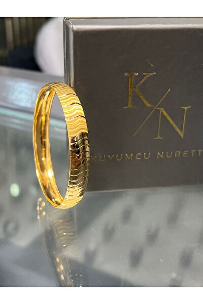 15 gr (GRAM) Yılan Derisi Desenli Yatırımlık İşçiliksiz Şarnel Bilezik 22 Ayar Altın