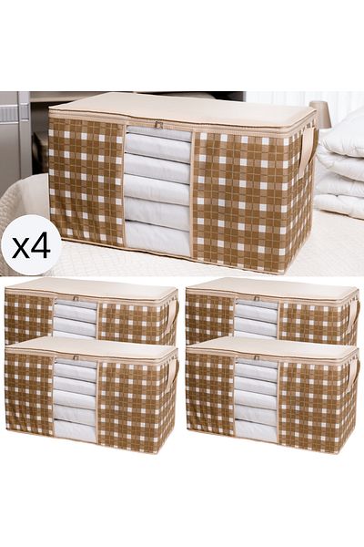 AYHANHOME 75x40x40 εκ. Σετ απορριμμάτων οργάνωσης παπλώματος μαξιλαριού με καρό σχέδιο μεγάλου μεγέθους - 4 τεμάχια