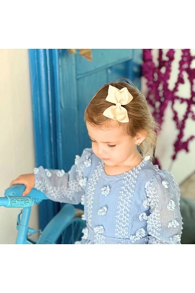 Sahici Anne Kurdele Butik - Πόρπη με φιόγκο 10cm για Παιδί, Μαργαριτάρι