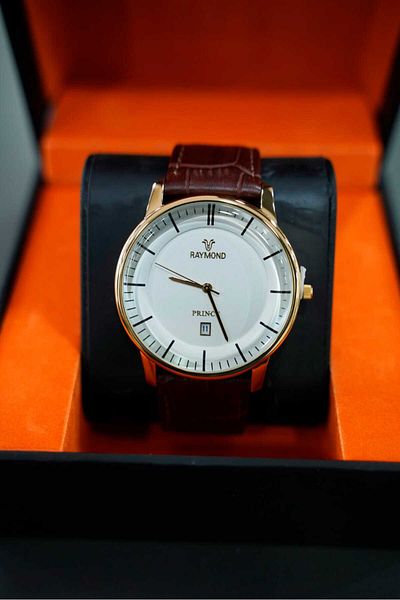 Raymond Men's Wristwatch - Brown Cord, Classic Design