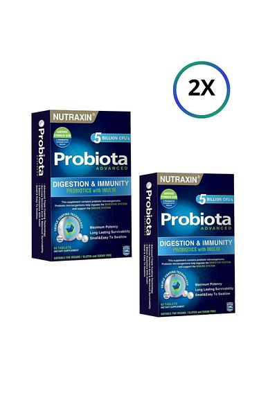 Nutraxin Probiota Advanced 60 Tablets - Probiotic Microorganism (2pcs) and Face Washing Gel (1x100ML)