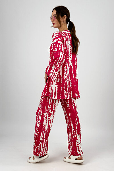 Betimoda Fuchsia Colored Lycra Wrapped Palazzo Pants and Summer 2-Piece Set - Loose Wide Leg
