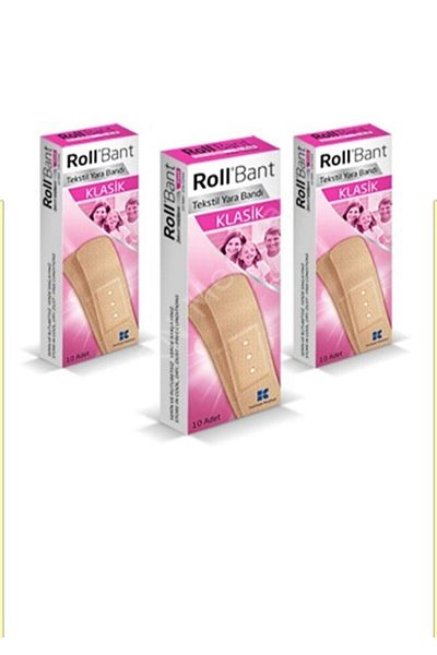 Roll عبوة كلاسيكية مكونة من 3 عبوات (30 قطعة) من نسيج إسعافات أولية