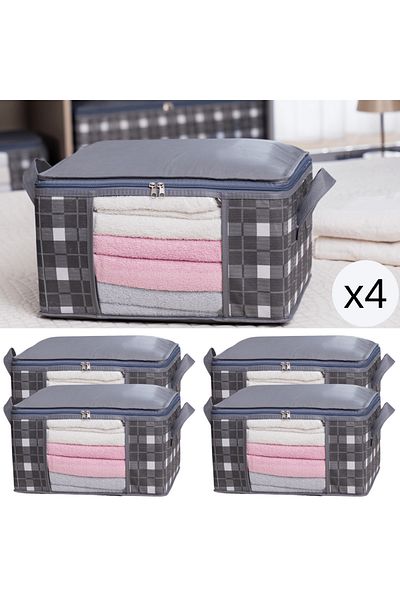 AYHANHOME Organizer παραθύρων μικρού μεγέθους με καρό σχέδιο 4 τεμαχίων - Organizer κάτω από το ντουλάπι κάτω από την βάση 40X30X20cm
