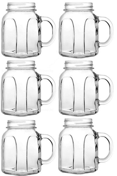 Paşabahçe 80388 - 6 Pieces 450cc Water Cup Mug Jar with Glass Handle
