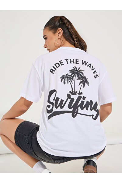 Styli Oversized Ride the Waves Graphic T-Shirt with Dropped Shoulder
