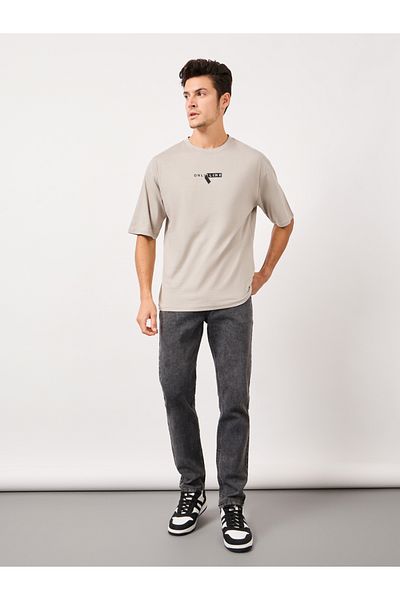 Styli Minimal Print Oversized Pure Cotton T-Shirt