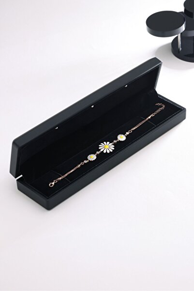 Nereze 925 Ayar Gümüş Işıklı Kutuda 3'Lü Papatya Bileklik Kadın Gümüş Bileklik