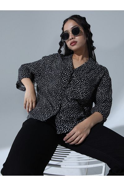 Hubberholme By Styli Ditsy Print Notch Lapel Relaxed Fit Shirt