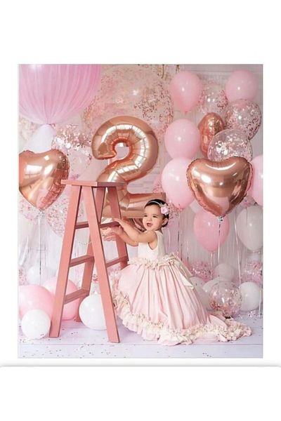 Çemrek Süs Parti 2 Year Old Rosegold Birthday Balloon Set