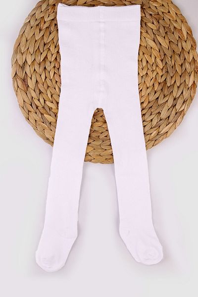 Beniizle White Combed Cotton Girl's Pantyhose