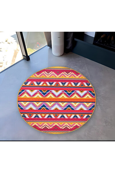Rugs Modern Halı Mira Round Multicolored Ethnic Detailed Woven Base Modern De...