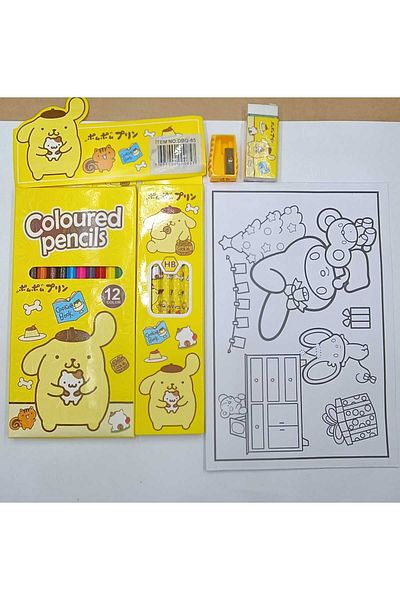 Meyra Accessories Sanrio Kawaii Stationery Painting Set - Eraser Pencil, Shaved Kuromi, My Melody Cinnamorol PomPom