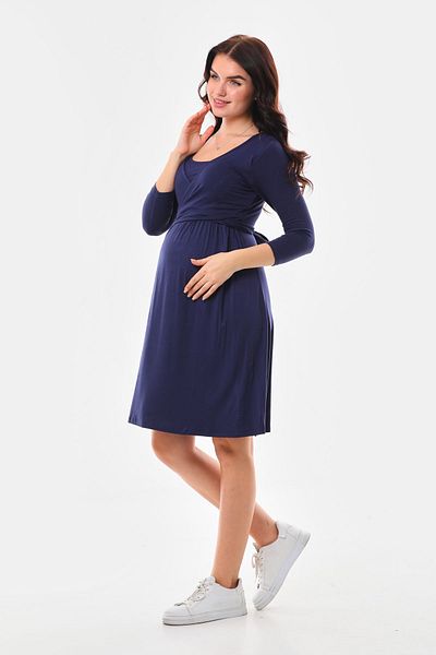 MEGHAN L.A Φόρεμα με μανίκια 4/3 Navy Blue Pregnant & Maternity Breastfeeding