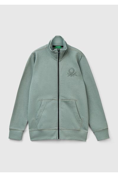 United Colors of Benetton Erkek Çocuk Haki Logolu Sweatshirt
