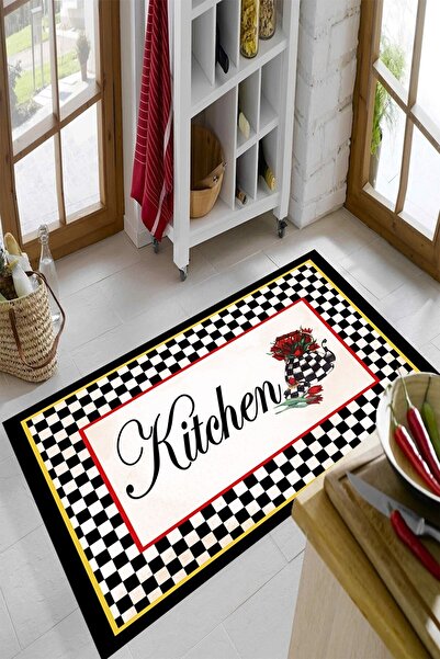 aymira home Baskı Dört Mevsim Kaymaz Yıkanabilir Mutfak ve Oda Halısı Kitchen
