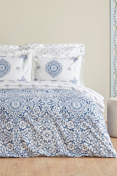 Karaca Home Ida Blue Double 100% bavlněné povlečení
