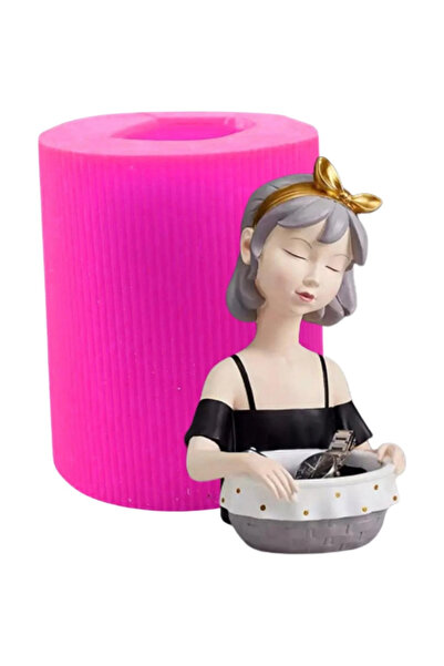 AnkaHobiMarket Büyük sepetli Kız Silikon Kalıp (S243)