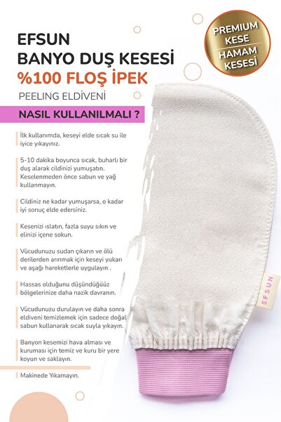 Efsun Banyo Duş Kesesi Peeling Eldiveni %100 Floş Ipek Kadınlar Için, Premium Kese, Hamam Kesesi,pembe