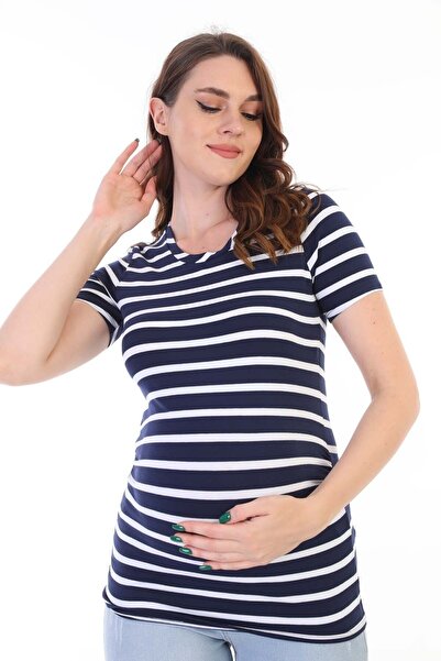 MEGHAN L.A Striped Maternity Cotton Stretchy Fabric T-Shirt