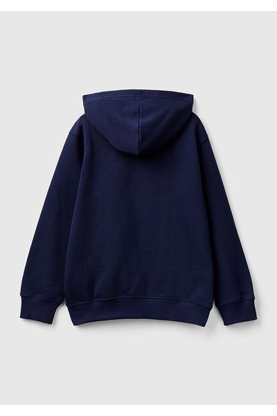 United Colors of Benetton Boy's front logo embroidered zippered and k Hooded sweatshirt