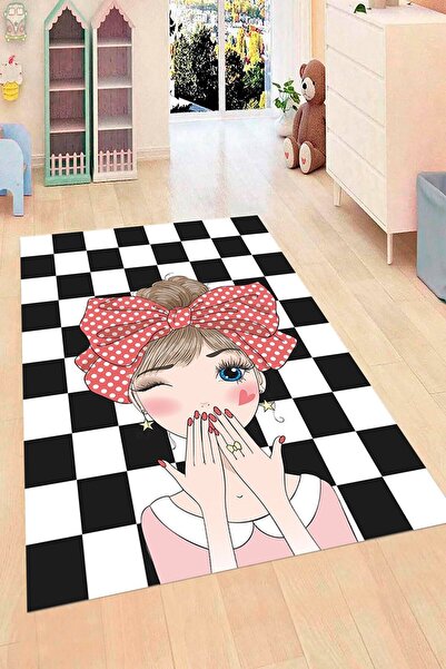 aymira home Dekoratif Dijital Baskılı Kaymaz Taban Yıkanabilir Tüylenmez Kadi...