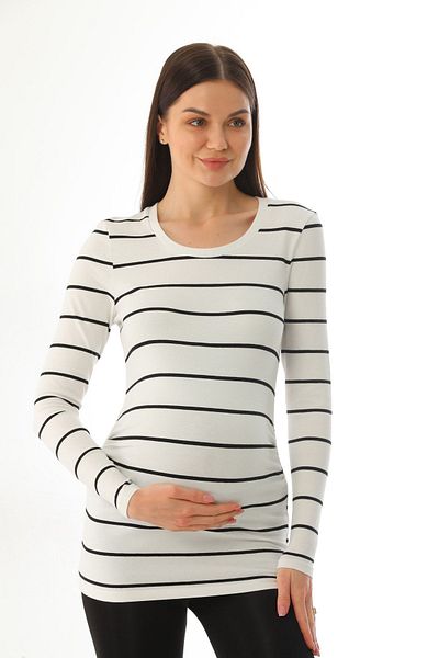 MEGHAN L.A Striped Maternity Stretchy Cotton Fabric Blouse