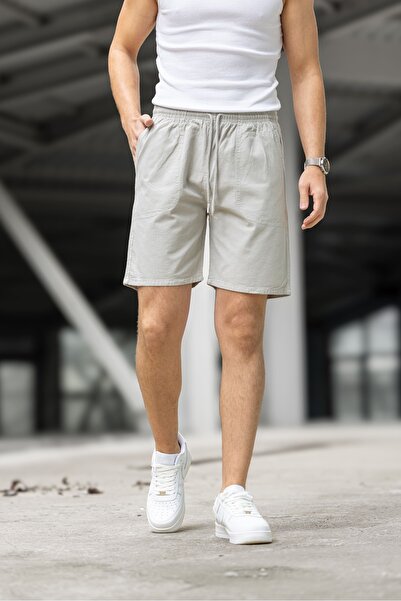 Decas Ki̇te White Regular Fit Capri Shorts with Pockets