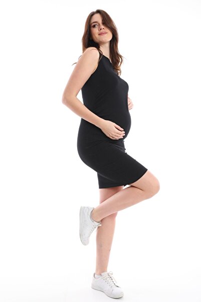 MEGHAN L.A Black Maternity Cotton Stretchy Fabric Tunic