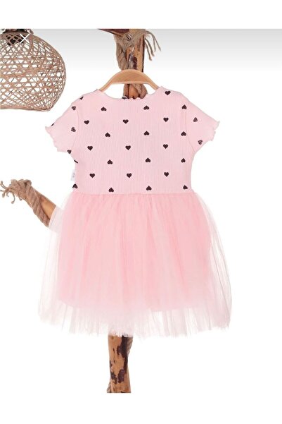 Go Kids Wear فستان بناتي بأكمام قصيرة منقط باللون الوردي