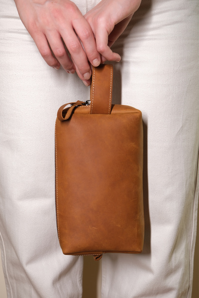Design Craft Hakiki Deri Unisex El Çantası - Slim Dopp Kit