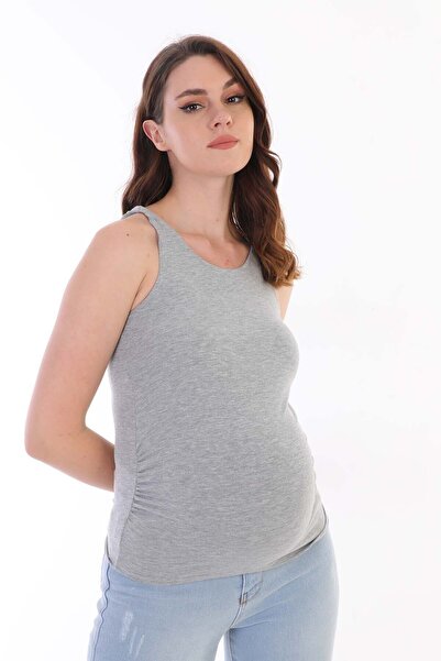 MEGHAN L.A Gray Maternity Undershirt Cotton Flexible Fabric