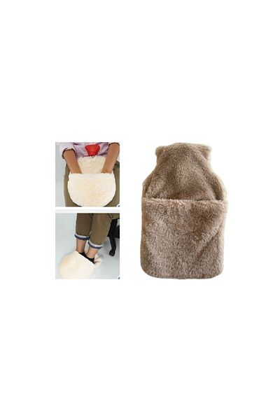 Sia Beige Plush Thermoforer - Pocketed, 32,5x17,5cm, 1500 ML Hot Water Bag