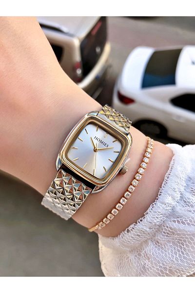 Homies Brand Steel Case - Women's Wristwatch and Gift Bracelet Set