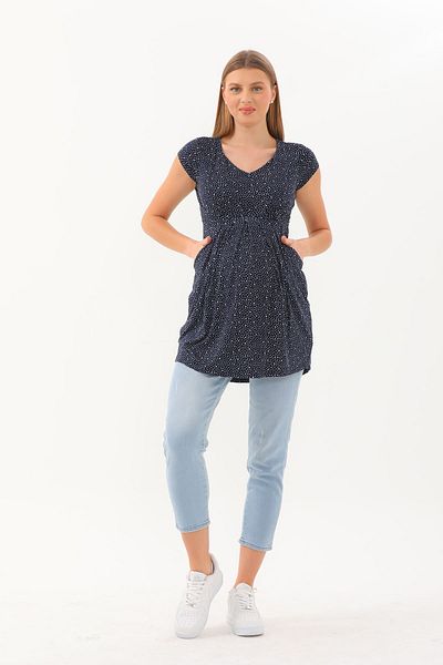 MEGHAN L.A Μπλε Navy Μπλε Τούνικ Θηλασμού για Έγκυες και Μητρότητα