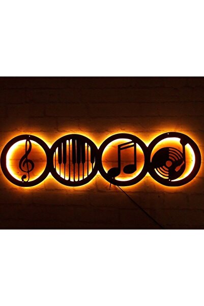 Genel Markalar Rgb Kumandalı Müzik Seti 4'lü Led Işıklı Ahşap Mdf Dekoratif T...