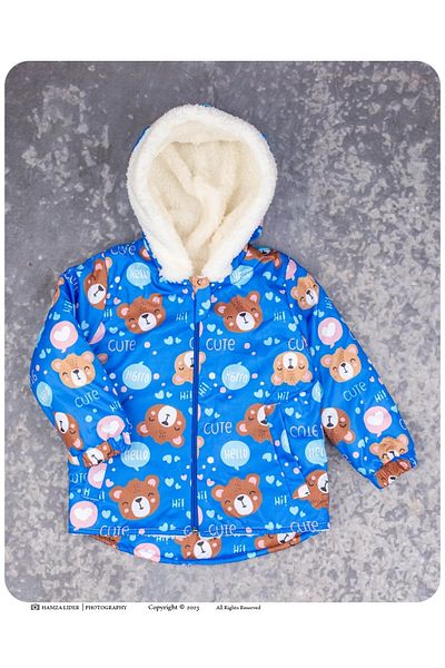 alpmodel BoY's Coat - Cute Bear Printed with Wool Inside
