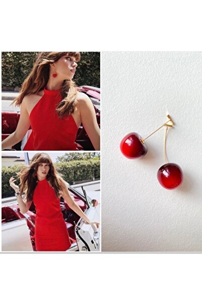 Marshmello Silver & Jewelry Kiraz Figürlü Çelik Küpe