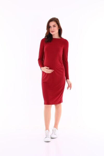 MEGHAN L.A Rochie din țesătură moale elastică de maternitate bordeaux
