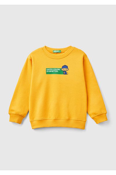 United Colors of Benetton Boys' Crew-Neck Sweatshirt with Logo Printed Front