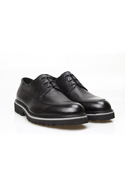 Butik Black Color Lace-Up Genuine Leather Men's Shoes