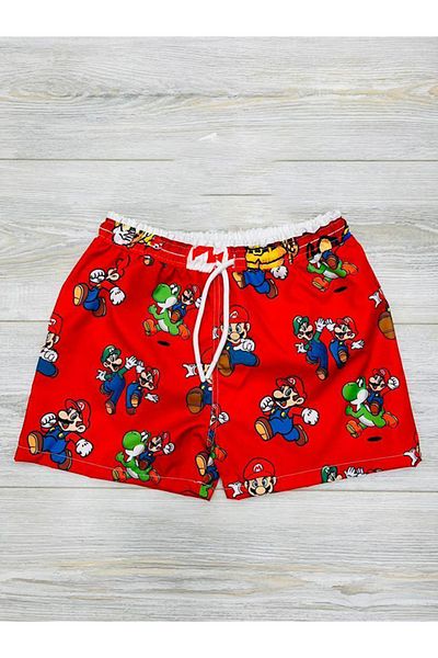 My Kids Wear Boy's Water Repellent Parachute Fabric Character Printed Waist Lace Shorts Swimwear Mesh