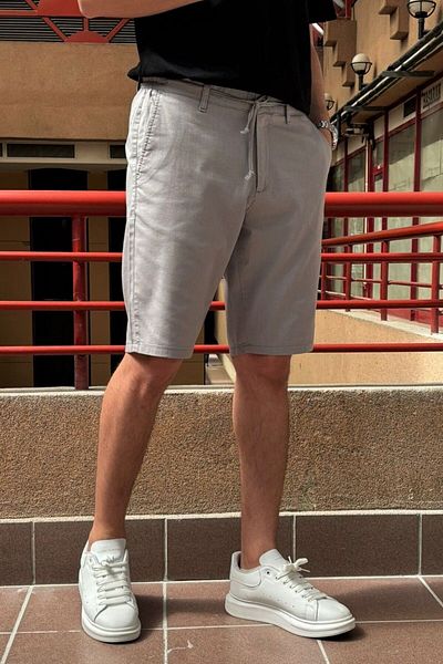inpool Men's Old Money Culture Waist Lace-up Cotton Linen Shorts - Regular Fit 24INP284