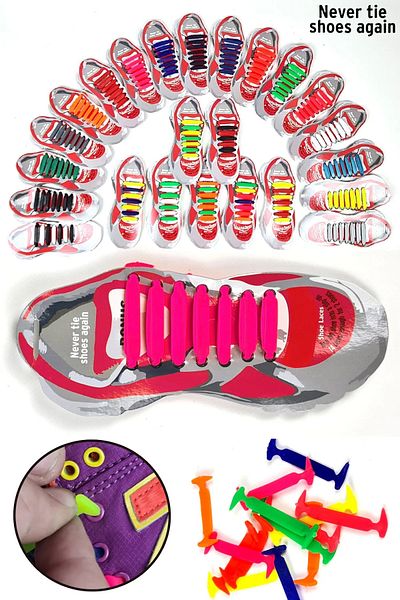 Binbirreyon 14 Pieces Practical Silicone Children's Shoes - Laces Set Ta007R
