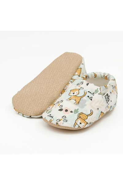 Ella Bonna Cat Patterned Baby Booties - Non-Slip Sole, Home Boots and Nursery Slippers