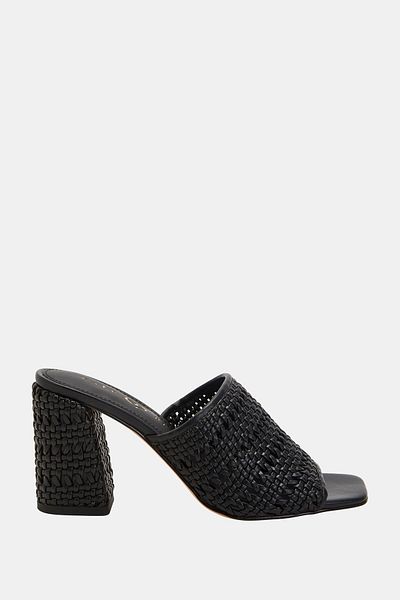 Katy Perry Tana Women - Black Straw Heeled Slippers