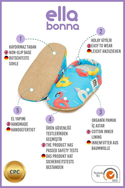 Ella Bonna Protiskluzová podrážka Kojenecké botičky s kachním vzorem, domácí kozačky Pantofle Boty do školky Pantofle