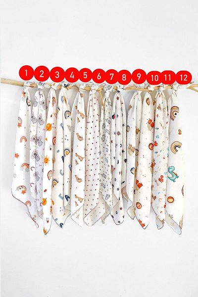 COOLMINIES Set of 6 Muslin Blankets - 100% Cotton, 80*90cm, Baby Blanket