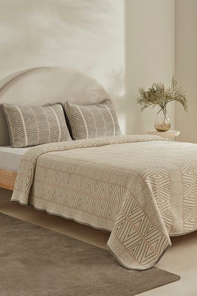 Karaca Home Gray Noah Double Bed Cover Set